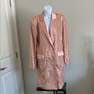 Sequin Pink Blazer Coat Dress